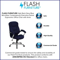 Flash Furniture Jessie Ergonomic Microfiber Swivel High Back Executive Office Chair, Navy Blue (GO725NVY)