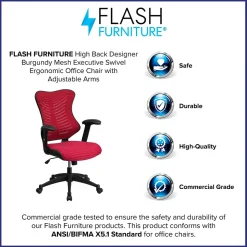 Flash Furniture Kale Ergonomic Mesh Swivel High Back Executive Office Chair, Burgundy (BLZP806BY)