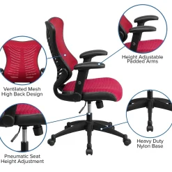 Flash Furniture Kale Ergonomic Mesh Swivel High Back Executive Office Chair, Burgundy (BLZP806BY)