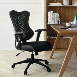 Flash Furniture Kale Ergonomic Mesh Swivel High Back Executive Office Chair, Black (BLZP806BK)