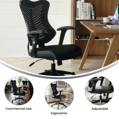 Flash Furniture Kale Ergonomic Mesh Swivel High Back Executive Office Chair, Black (BLZP806BK)