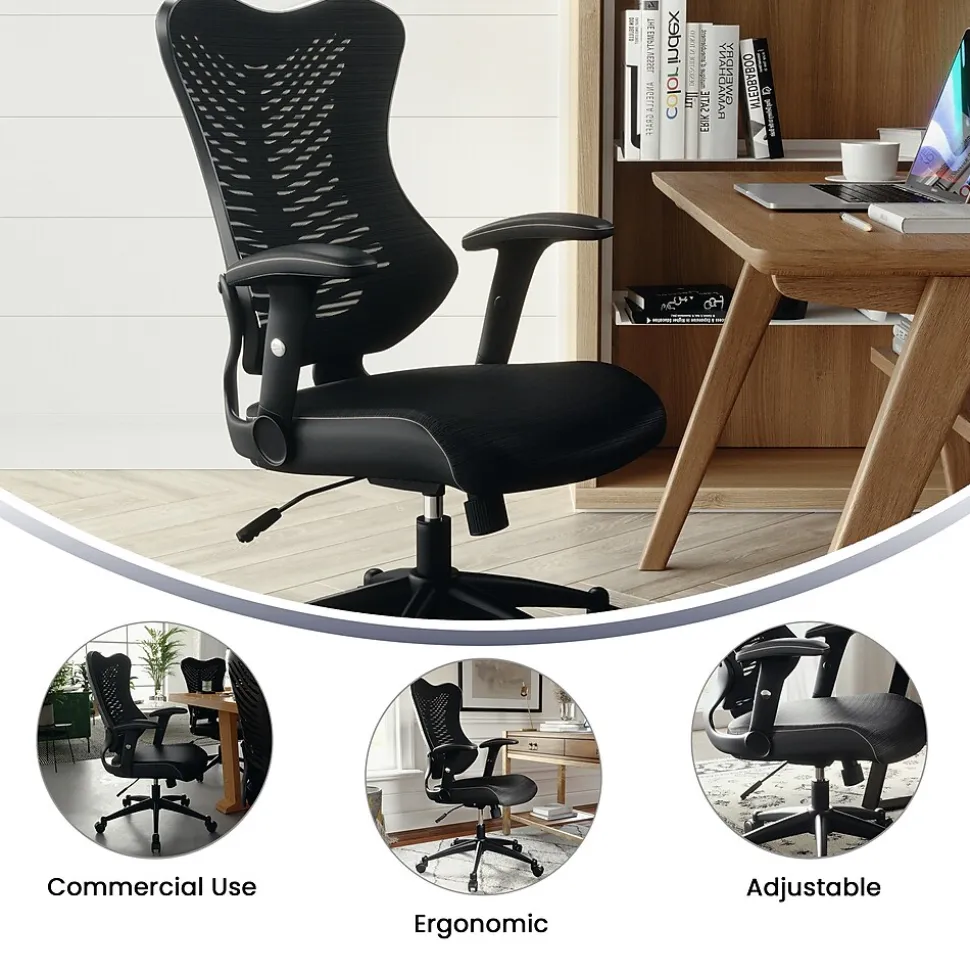 Flash Furniture Kale Ergonomic Mesh Swivel High Back Executive Office Chair, Black (BLZP806BK)