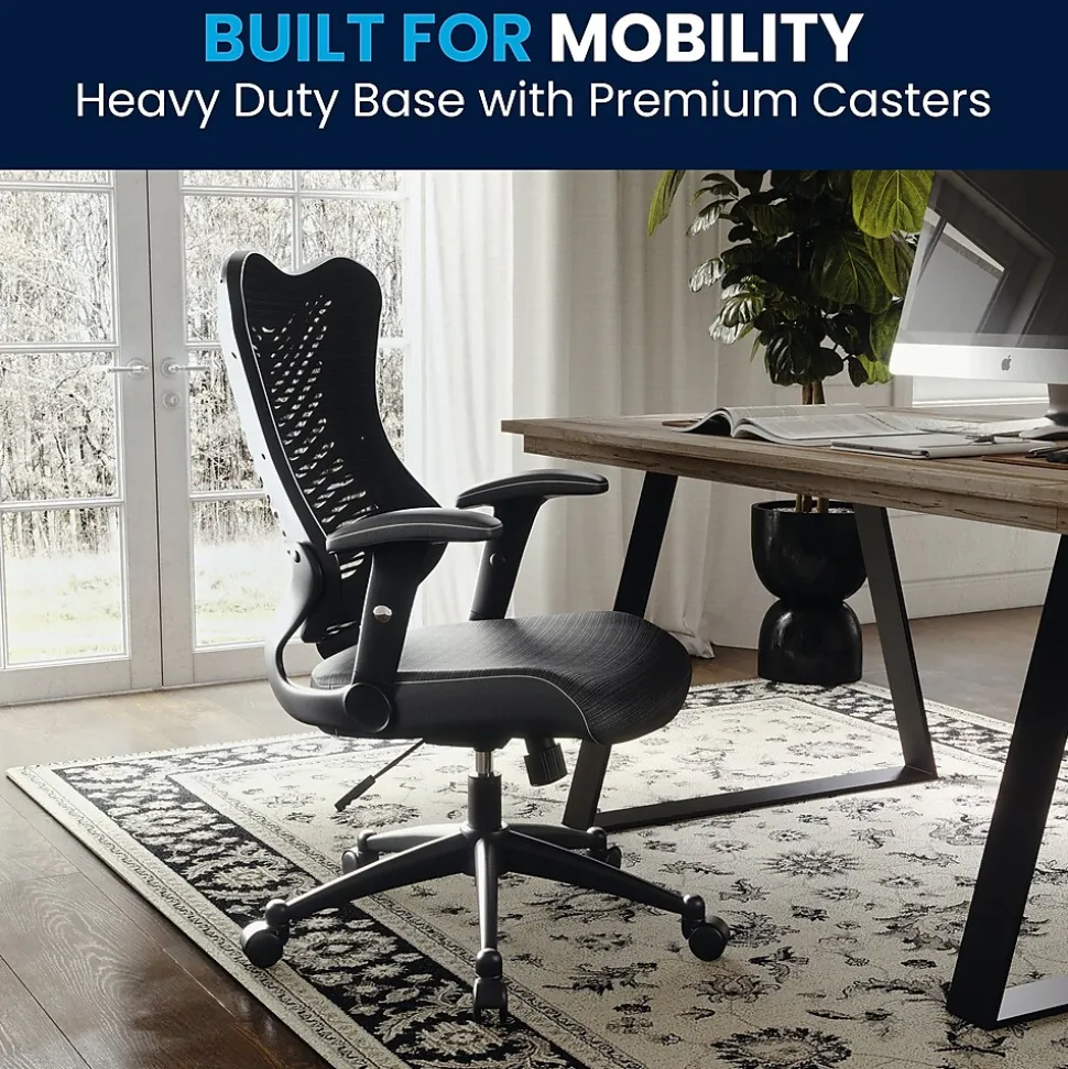 Flash Furniture Kale Ergonomic Mesh Swivel High Back Executive Office Chair, Black (BLZP806BK)