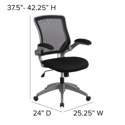Flash Furniture Kale Ergonomic Mesh Swivel Mid-Back Task Office Chair, Black (BLZP8805BK)