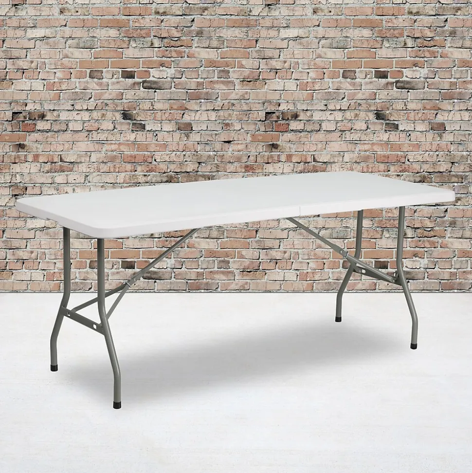 Flash Furniture Kathryn Folding Table, 72" x 30", Granite White (RB3072FH)