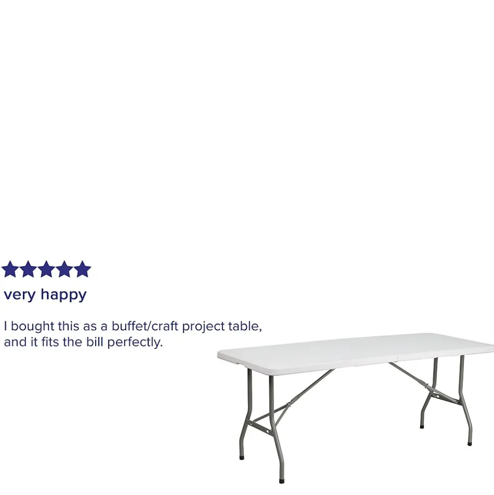 Flash Furniture Kathryn Folding Table, 72" x 30", Granite White (RB3072FH)