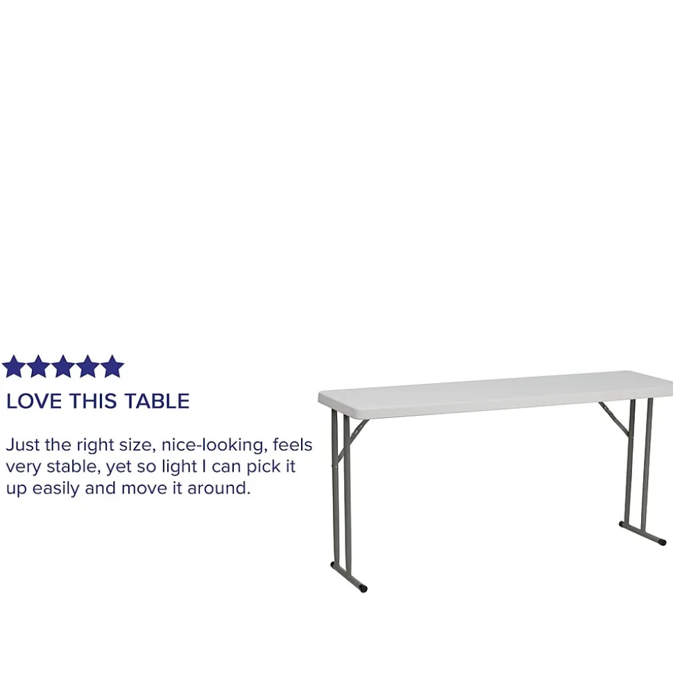 Flash Furniture Kathryn Folding Table, 60" x 18", Granite White (RB1860)