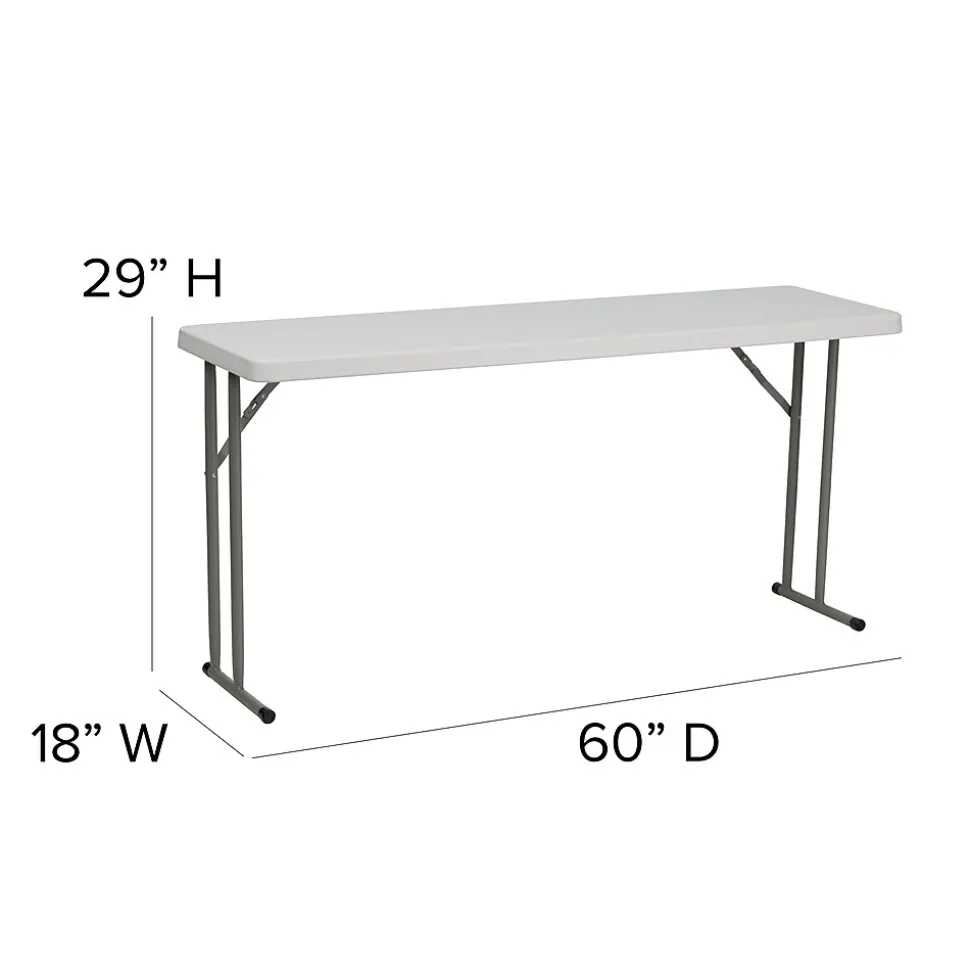 Flash Furniture Kathryn Folding Table, 60" x 18", Granite White (RB1860)