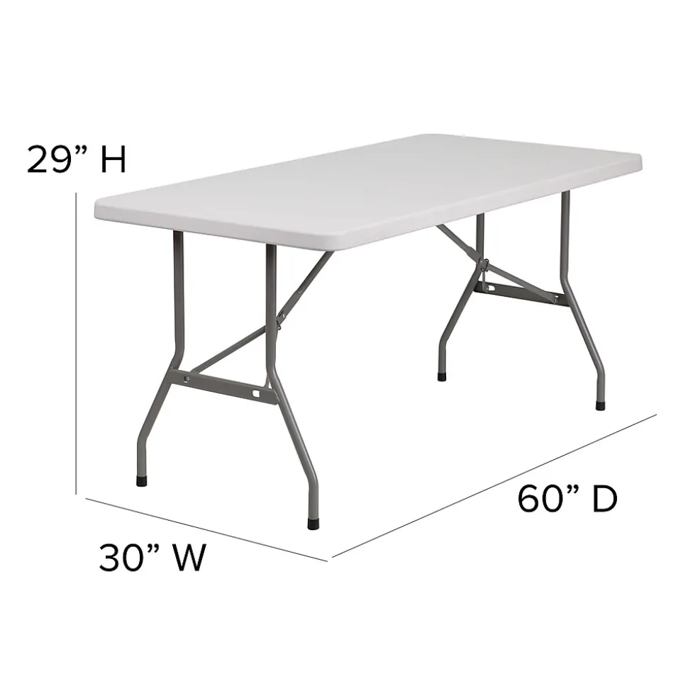 Flash Furniture Kathryn Folding Table, 60" x 30", Granite White (RB3060)