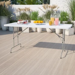 Flash Furniture Kathryn Folding Table, 72" x 30", Granite White (RB3072ADJ)