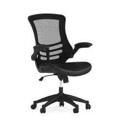 Flash Furniture Kelista Ergonomic LeatherSoft/Mesh Swivel Mid-Back Task Office Chair, Black (BLX5MLEA)