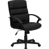 Flash Furniture Lane LeatherSoft Swivel Mid-Back Task Office Chair, Black (GO1004BKLEA)