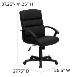 Flash Furniture Lane LeatherSoft Swivel Mid-Back Task Office Chair, Black (GO1004BKLEA)