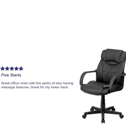 Flash Furniture Laverne Ergonomic LeatherSoft Swivel Mid-Back Massaging Executive Office Chair, Black (BT2690P)