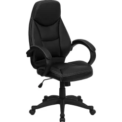 Flash Furniture Leonard Ergonomic LeatherSoft Swivel High Back Executive Office Chair, Black (HHLC0005HI1B)