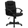Flash Furniture Lindon LeatherSoft Swivel Mid-Back Task Office Chair, Black (GO937MBKLEA)