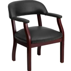 Flash Furniture Luxurious Vinyl Conference Chair, Black and Mahogany (BZ105BLK)