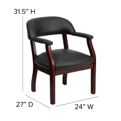 Flash Furniture Luxurious Vinyl Conference Chair, Black and Mahogany (BZ105BLK)