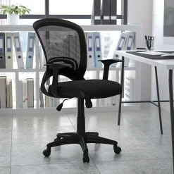 Flash Furniture Manny Ergonomic Mesh Swivel Mid-Back Task Office Chair, Black (HL0007)