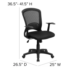 Flash Furniture Manny Ergonomic Mesh Swivel Mid-Back Task Office Chair, Black (HL0007)