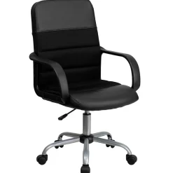 Flash Furniture Manor Ergonomic LeatherSoft/Mesh Swivel Mid-Back Task Office Chair, Black (LFW61B2)