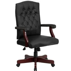 Flash Furniture Martha Washington LeatherSoft Swivel Executive Office Chair, Black (801LLF05BKLEA)