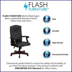 Flash Furniture Martha Washington LeatherSoft Swivel Executive Office Chair, Black (801LLF05BKLEA)