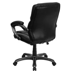 Flash Furniture Megan Ergonomic LeatherSoft Swivel Mid-Back Overstuffed Task Office Chair, Black (GO724MBKLEA)