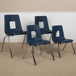 Flash Furniture Mickey Advantage Plastic/Steel Student Stacking Chair, Navy, 4/Pack (ADVSSC18NAVY)