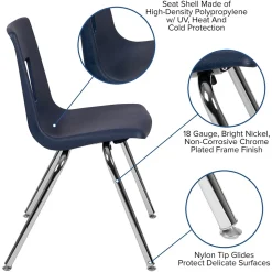 Flash Furniture Mickey Advantage Plastic/Steel Student Stacking Chair, Navy, 4/Pack (ADVSSC18NAVY)