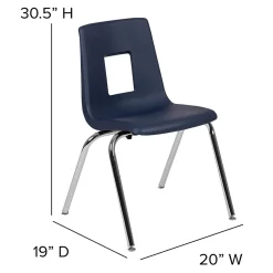 Flash Furniture Mickey Advantage Plastic/Steel Student Stacking Chair, Navy, 4/Pack (ADVSSC18NAVY)