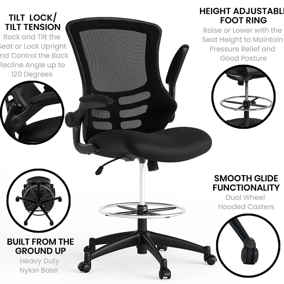 Flash Furniture Mid-Back Design Mesh Task Chair, Black (BL-X-5M-D-GG)