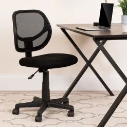 Flash Furniture Neri Armless Ergonomic Mesh Swivel Low Back Task Office Chair, Black (WA3074BK)