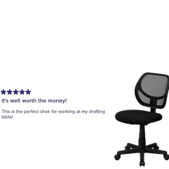 Flash Furniture Neri Armless Ergonomic Mesh Swivel Low Back Task Office Chair, Black (WA3074BK)