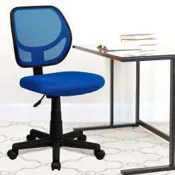 Flash Furniture Neri Armless Ergonomic Mesh Swivel Low Back Task Office Chair, Blue (WA3074BL)