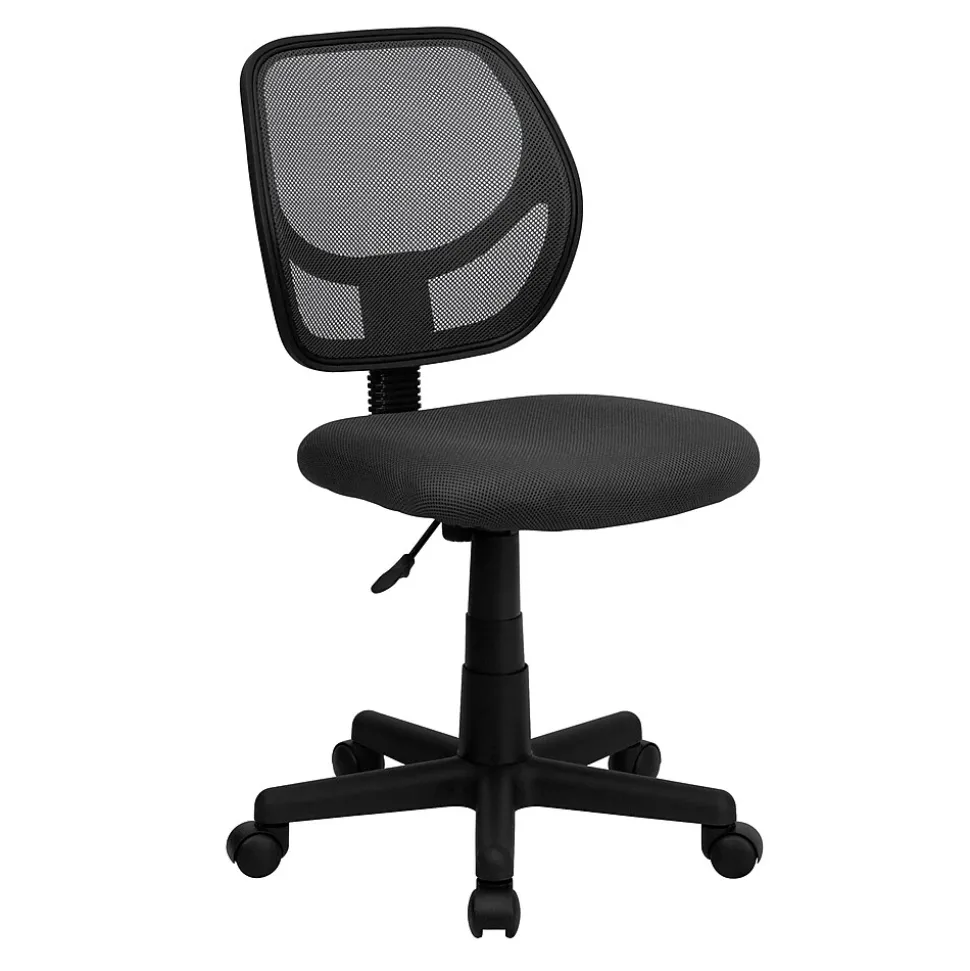 Flash Furniture Neri Armless Ergonomic Mesh Swivel Low Back Task Office Chair, Gray (WA3074GY)