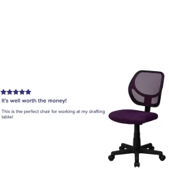 Flash Furniture Neri Armless Ergonomic Mesh Swivel Low Back Task Office Chair, Purple (WA3074PUR)
