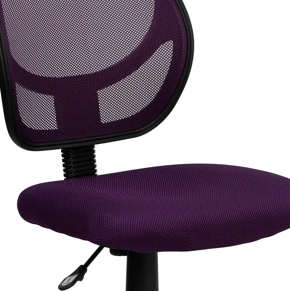 Flash Furniture Neri Armless Ergonomic Mesh Swivel Low Back Task Office Chair, Purple (WA3074PUR)