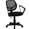 Flash Furniture Neri Ergonomic Mesh Swivel Low Back Task Office Chair, Black (WA3074BKARM)