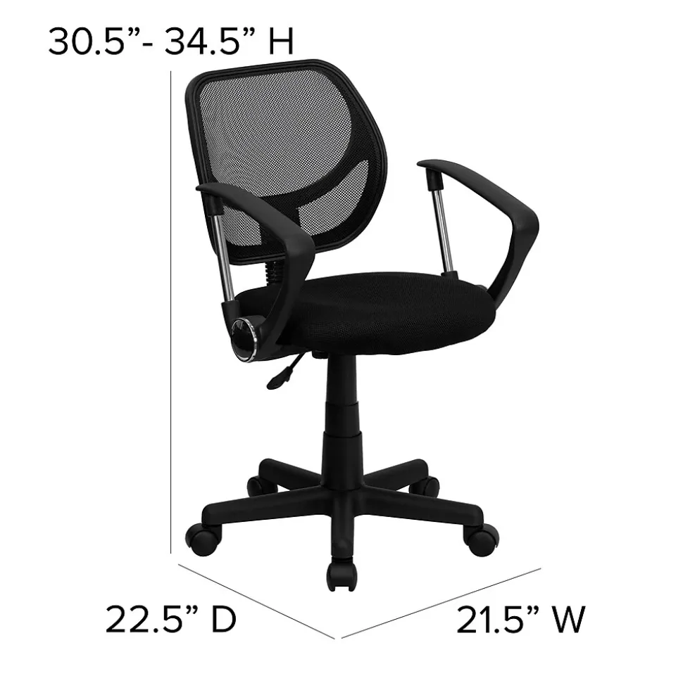 Flash Furniture Neri Ergonomic Mesh Swivel Low Back Task Office Chair, Black (WA3074BKARM)