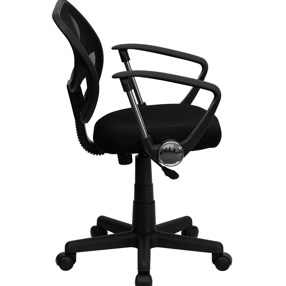 Flash Furniture Neri Ergonomic Mesh Swivel Low Back Task Office Chair, Black (WA3074BKARM)