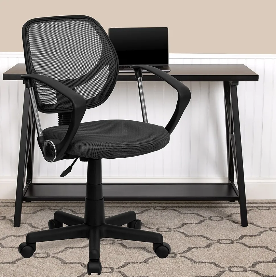 Flash Furniture Neri Ergonomic Mesh Swivel Low Back Task Office Chair, Gray (WA3074GYARM)