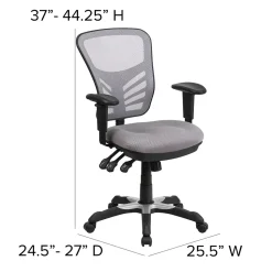 Flash Furniture Nicholas Ergonomic Mesh Swivel Mid-Back Multifunction Executive Office Chair, Gray (HL0001GY)