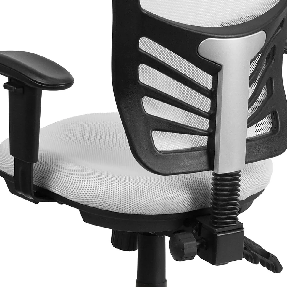 Flash Furniture Nicholas Ergonomic Mesh Swivel Mid-Back Multifunction Executive Office Chair, White (HL0001WH)