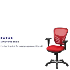 Flash Furniture Nicholas Ergonomic Mesh Swivel Mid-Back Multifunction Executive Office Chair, Red (HL0001RED)