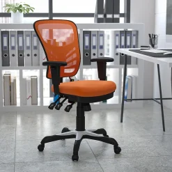 Flash Furniture Nicholas Ergonomic Mesh Swivel Mid-Back Multifunction Executive Office Chair, Orange (HL0001OR)