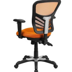 Flash Furniture Nicholas Ergonomic Mesh Swivel Mid-Back Multifunction Executive Office Chair, Orange (HL0001OR)