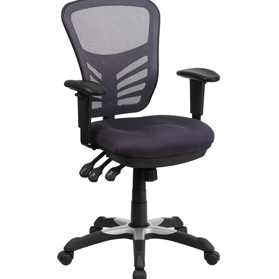 Flash Furniture Nicholas Ergonomic Mesh Swivel Mid-Back Multifunction Executive Office Chair, Dark Gray (HL0001DKGY)