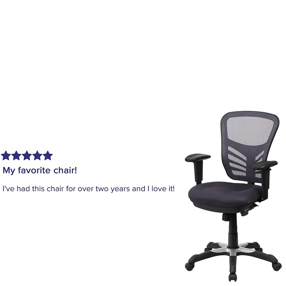 Flash Furniture Nicholas Ergonomic Mesh Swivel Mid-Back Multifunction Executive Office Chair, Dark Gray (HL0001DKGY)