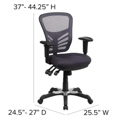 Flash Furniture Nicholas Ergonomic Mesh Swivel Mid-Back Multifunction Executive Office Chair, Dark Gray (HL0001DKGY)
